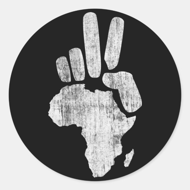 Sticker Rond l'afrique du darfour main de la paix (Devant)