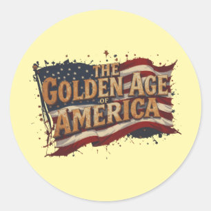 Sticker Rond L'âge d'or de l'Amérique - drapeau Vintage des Éta