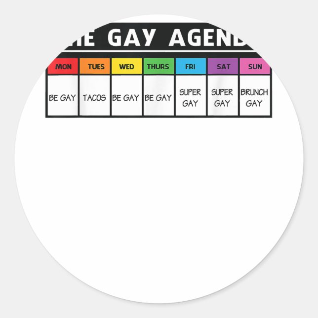 Sticker Rond L'agenda gay - Fierté LGBT (Devant)