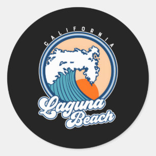 Sticker Rond Laguna Beach California Surf Wave