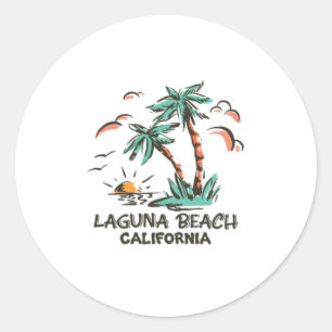 Sticker Rond Laguna Beach - Coucher de soleil coloré Californie