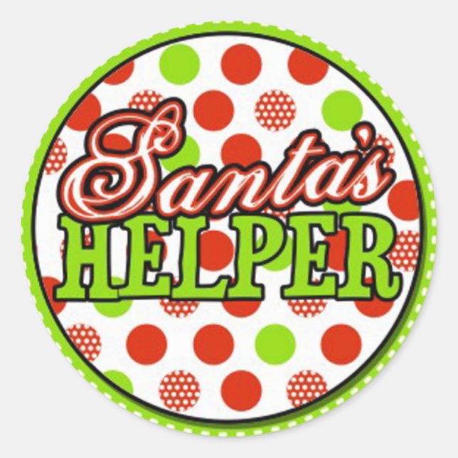 Sticker Rond l'aide du Père Noël (Devant)