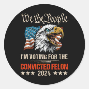 Sticker Rond L'Aigle Drapeau Américain Trump 2024 Nous Le Peupl