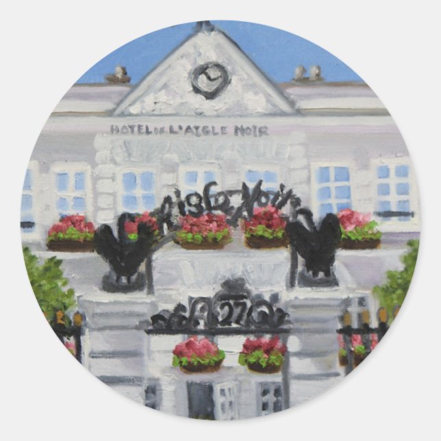 Sticker Rond L'Aigle Noir Hotel : Fontainebleau FRANCE autocoll (Devant)