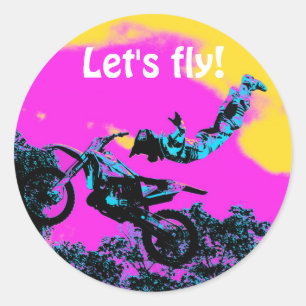 Sticker Rond Laisser aller - Stunt Motocross libre