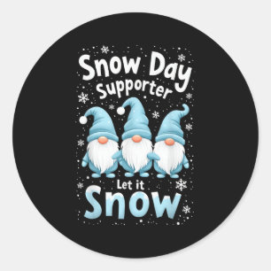 Sticker Rond Laisser Il Neige Jour Suprète Mel Blue Gnome Xmas