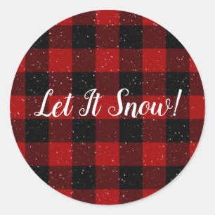 Sticker Rond Laisser il neige sur le buffle plaid