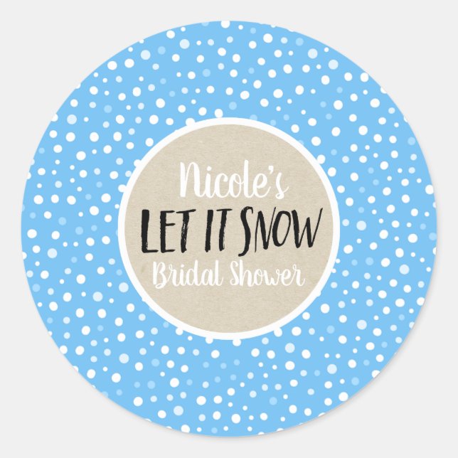 Sticker Rond Laisser la neige Bleu Blanche Neige Vacances d'hiv (Devant)