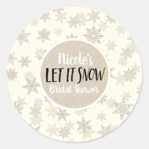 Sticker Rond Laisser la neige Crème Snowflakes hiver Fête Favor