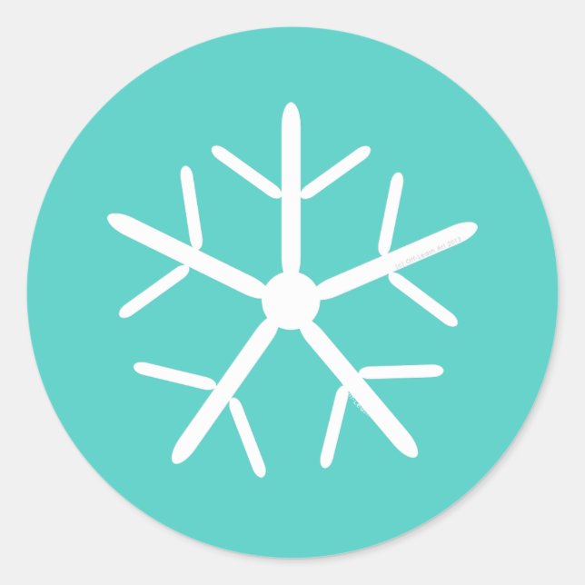 Sticker Rond Laisser la neige Turquoise Flocon de neige (Devant)
