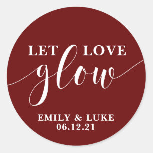 Sticker Rond Laisser l'amour brillant Mariage Favor stickers, C