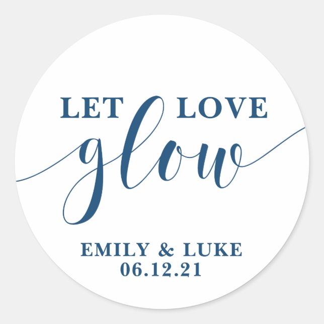 Sticker Rond Laisser l'amour brillant Mariage Favor stickers, C (Devant)