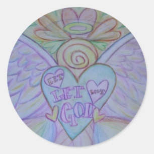 Sticker Rond Laisser l'amour, laissez Dieu Guaridan Angel Stick