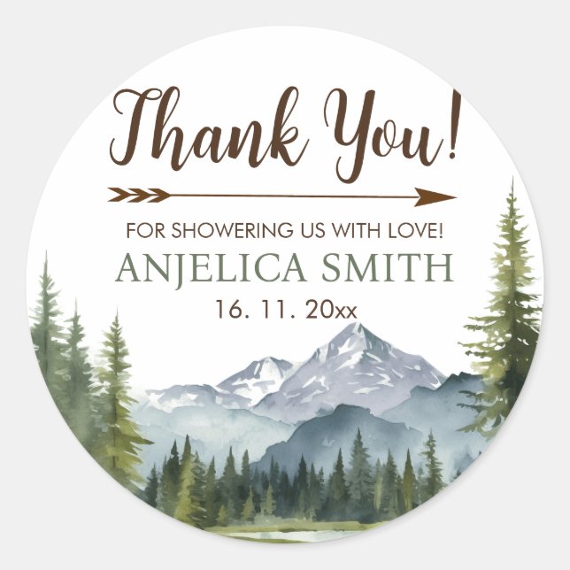 Sticker Rond Laisser l'aventure commencer Forêt Baby shower rus (Devant)