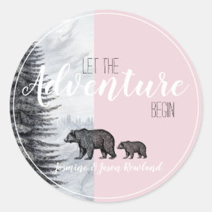 Sticker Rond Laisser L'Aventure Commencer Le Baby shower Des Ou
