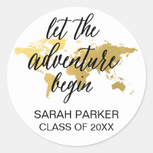 Sticker Rond Laisser l'aventure commencer personnalisées grand 