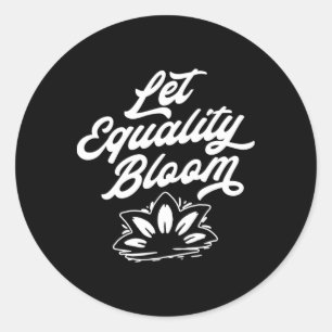 Sticker Rond Laisser l'égalité fleurir Retro Lotus Fierté Graph
