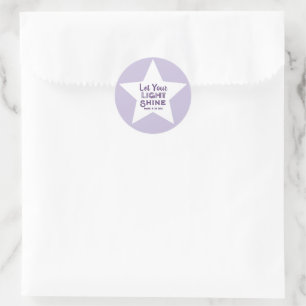 Sticker Rond Laissez briller verset biblique étoile blanche vio