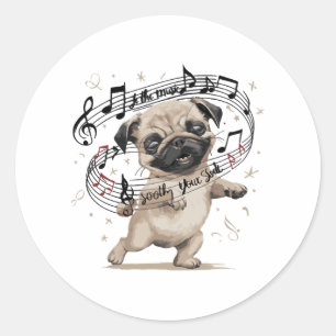 Sticker Rond Laissez la musique apaiser votre âme Carlin de dan