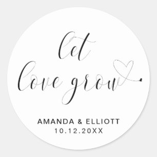 Sticker Rond Laissez l'amour grandir Mariage Typographie Noir e