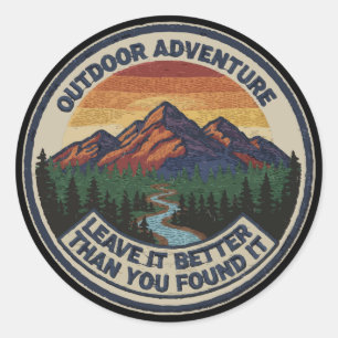 Sticker Rond Laissez-le Meilleur Vintage Aventure de Plein Air
