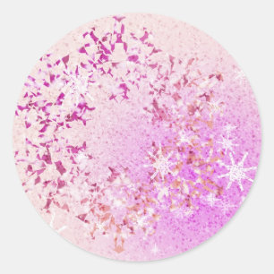 Sticker Rond Laissez-le rose neigeux
