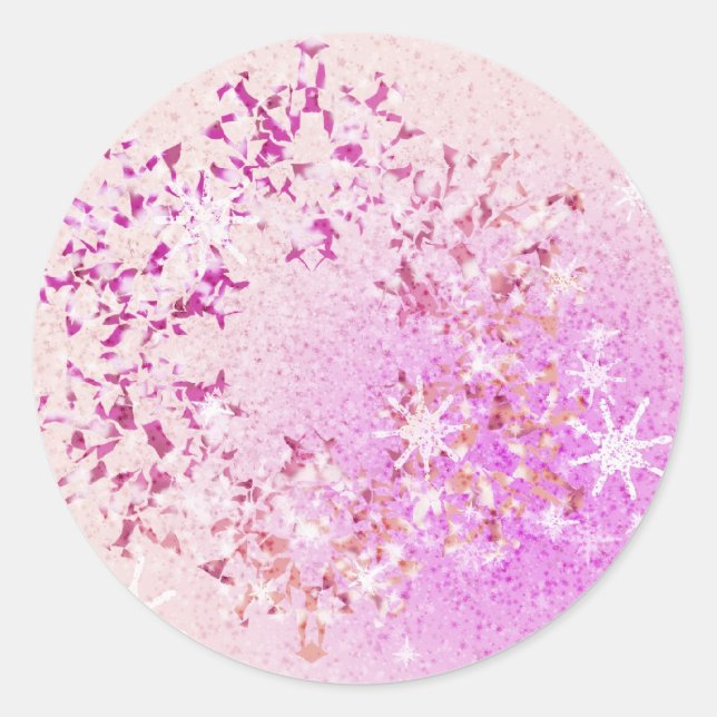Sticker Rond Laissez-le rose neigeux (Devant)