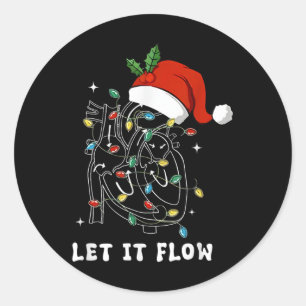 Sticker Rond Laissez-le se répandre Noël Cardiaque Infirmière C