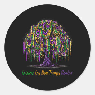 Sticker Rond Laissez Les Bons Temps Rouler Arbre de Mardi Gras 