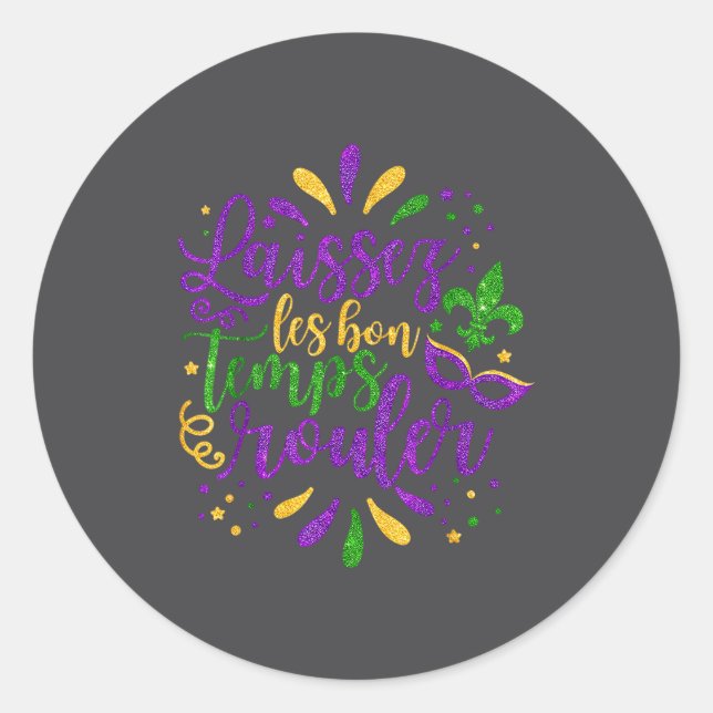 Sticker Rond Laissez Les Bons Temps Rouler Mardi Gras 2026 Carn (Devant)