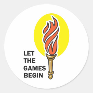 STICKER ROND LAISSEZ LES JEUX COMMENCER