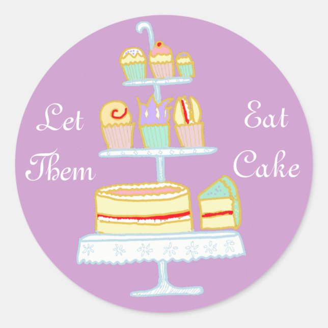Sticker Rond Laissez-Les Manger Du Gâteau (Devant)
