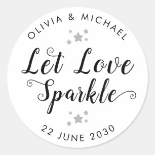 Sticker Rond Laissez Love Sparkle Envoyer Mariage Sparkler Favo