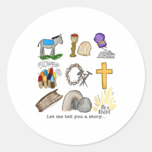 Sticker Rond Laissez-Moi Vous Raconter Une Histoire Il Est Ress