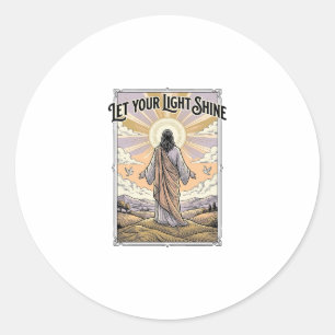Sticker Rond Laissez Votre Lumière Briller Foi Vintage