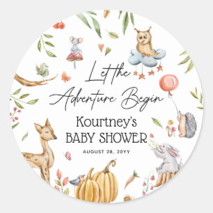 Sticker Rond Laissons l'aventure commencer le Baby shower des b