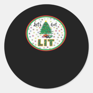 Sticker Rond Laissons-nous s'éclairer pour Noël Drôle de Noël C