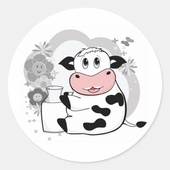 Sticker Rond Lait boisson de vache (Devant)