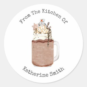 Sticker Rond Lait Chocolat Snowman De La Cuisine De