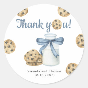 Sticker Rond Lait et biscuits Baby shower Merci