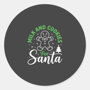 Sticker Rond Lait et biscuits de Noël pour le Père Noël