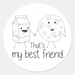Sticker Rond Lait et biscuits Meilleurs amis BFF Friendship Art