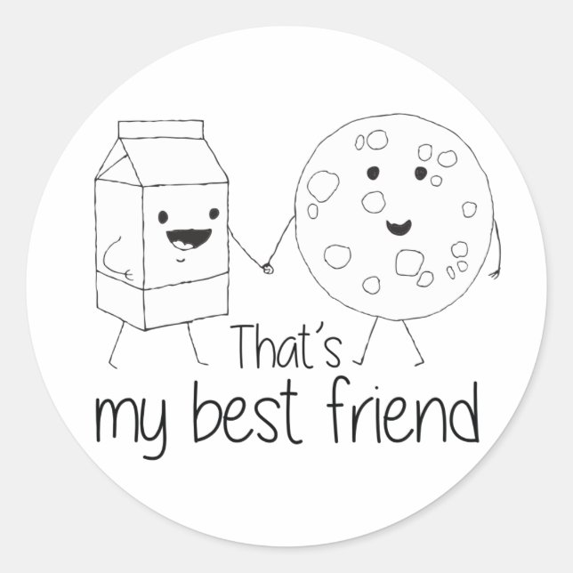 Sticker Rond Lait et biscuits Meilleurs amis BFF Friendship Art (Devant)