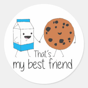 Sticker Rond Lait et biscuits Meilleurs amis BFF Friendship Art