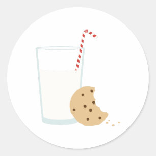 Sticker Rond Lait et cookies