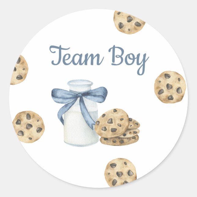 Sticker Rond Lait et cookies Révélation de genre - Team Boy (Devant)