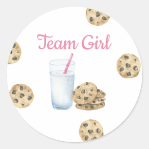 Sticker Rond Lait et cookies Révélation de genre - Team Girl