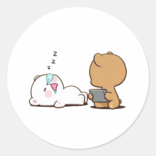 Sticker Rond Lait Et Ours De Mocha Dormir