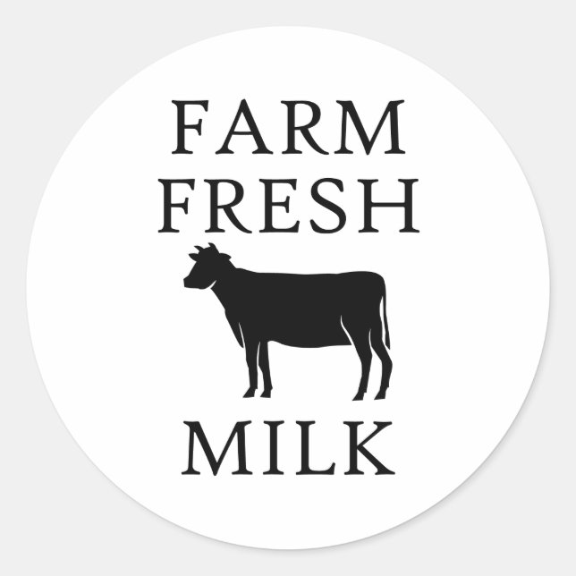 Sticker Rond Lait frais de ferme, vache (Devant)
