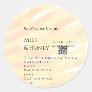Sticker Rond Lait miel bougie soja entreprise ajouter q r code